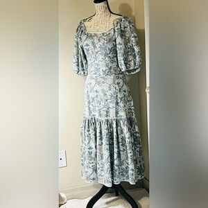 Ivy City Co Blue Floral Long Sleeve Dress